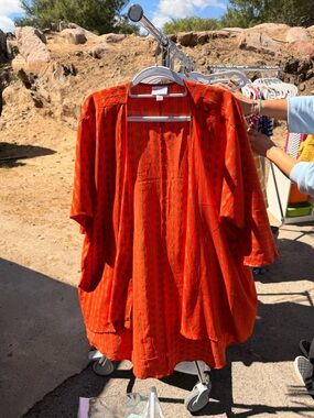 LuLaRoe Orange Patterned Open Front Cardigan